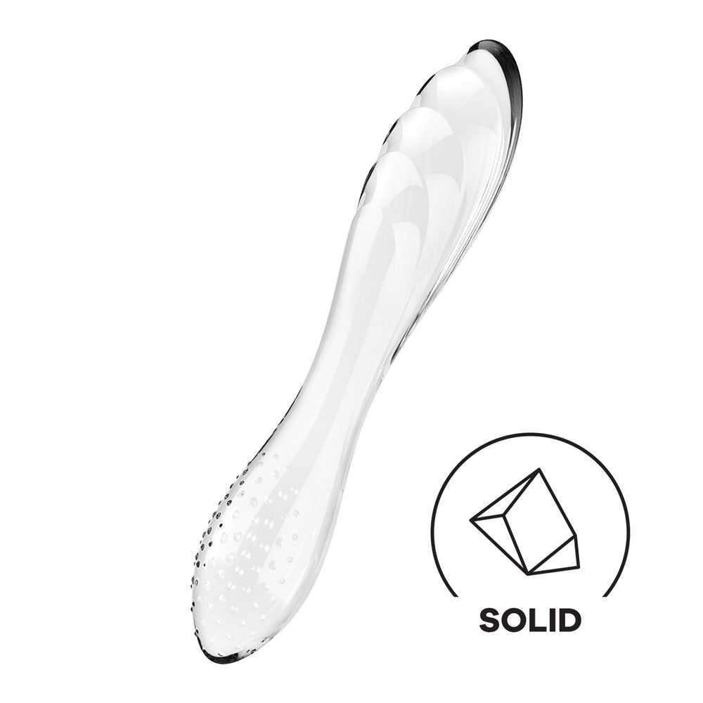 Satisfyer Dazzling Crystal 1 - Clear - Clear Glass Double Ended Dildo - Silk and Sin