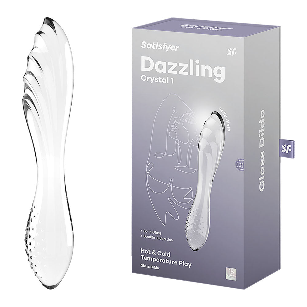 Satisfyer Dazzling Crystal 1 - Clear - Clear Glass Double Ended Dildo - Silk and Sin