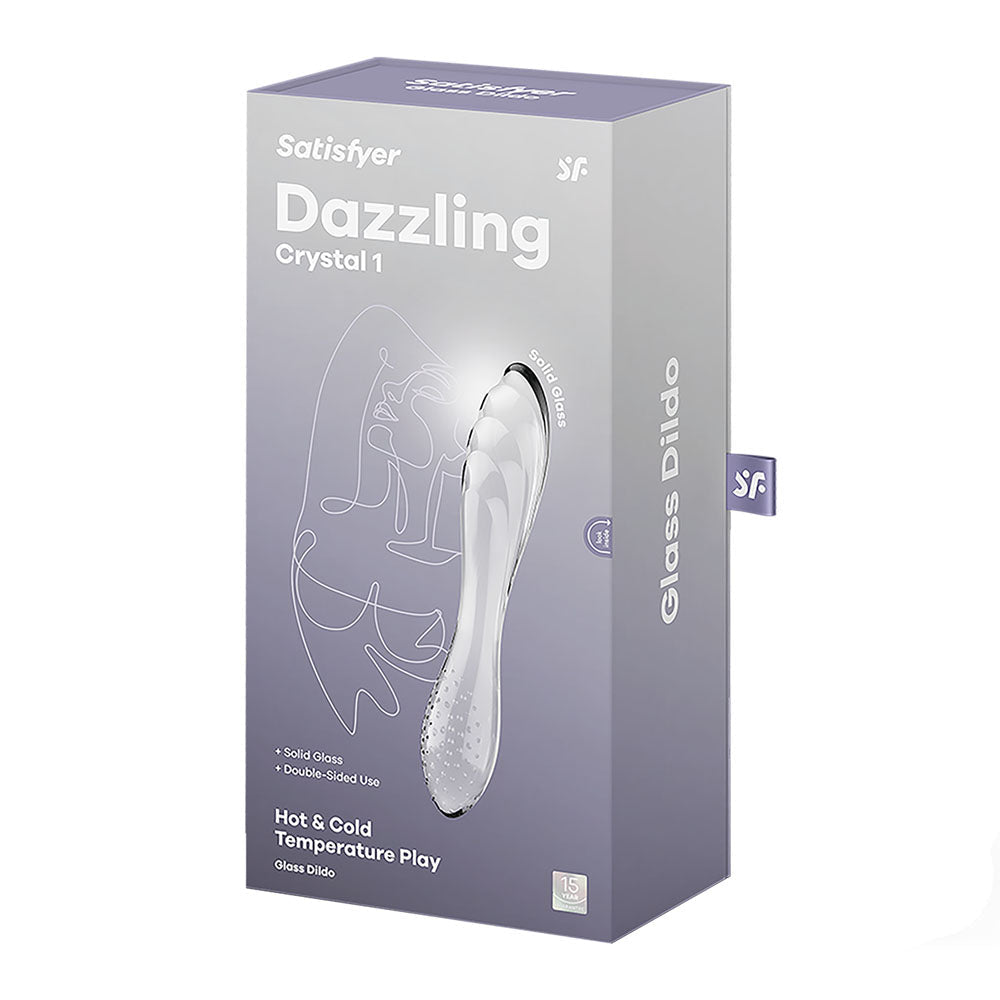 Satisfyer Dazzling Crystal 1 - Clear - Clear Glass Double Ended Dildo - Silk and Sin