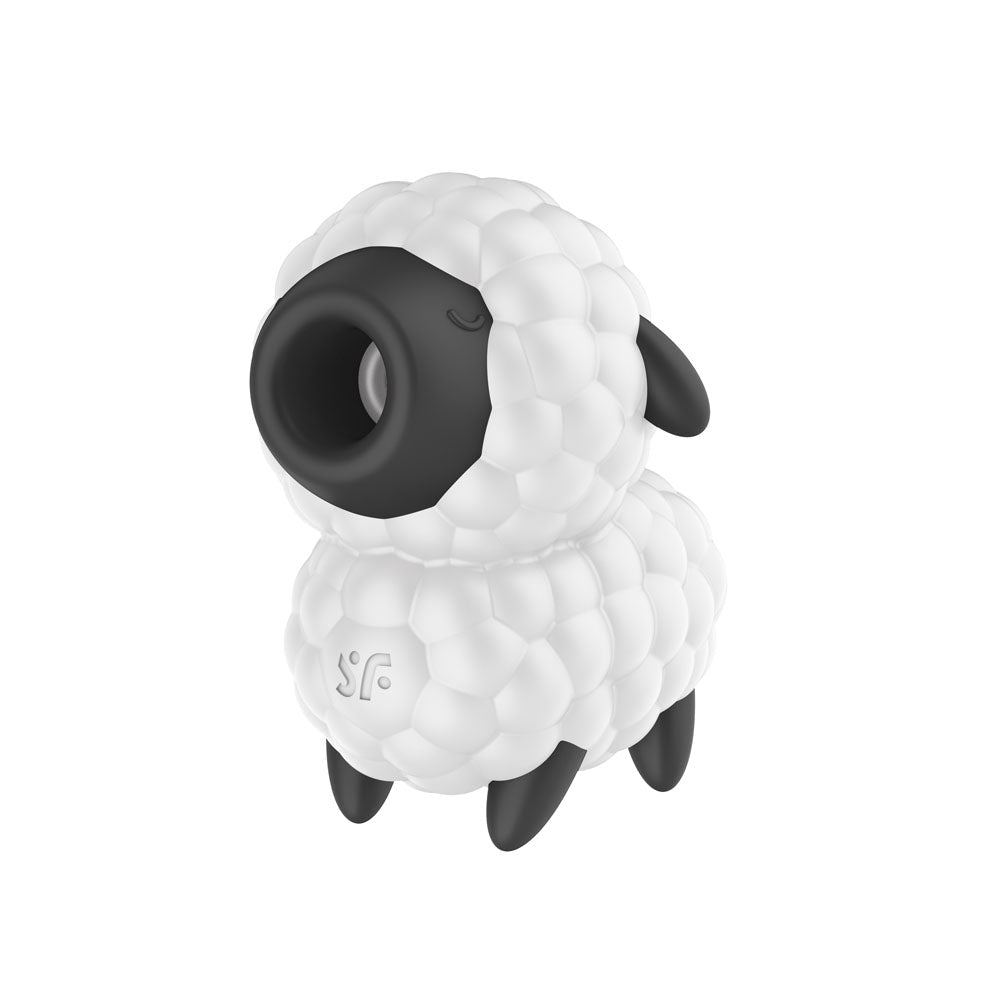 Satisfyer Dreamy Sheep - White/Black USB Rechargeable Vibrating Air Pulse Stimulator - Silk and Sin