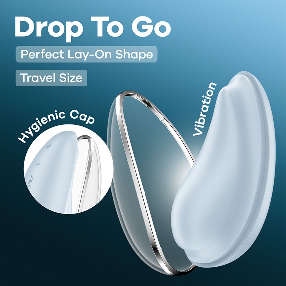 Satisfyer Drop To Go - Blue - Blue USB Rechargeable Clitoral Stimulator - Silk and Sin