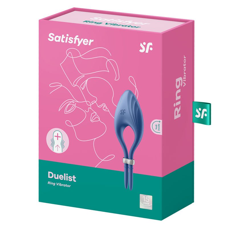 Satisfyer Duelist - Blue Vibrating Adjustable Lasso Cock Ring - silkandsin