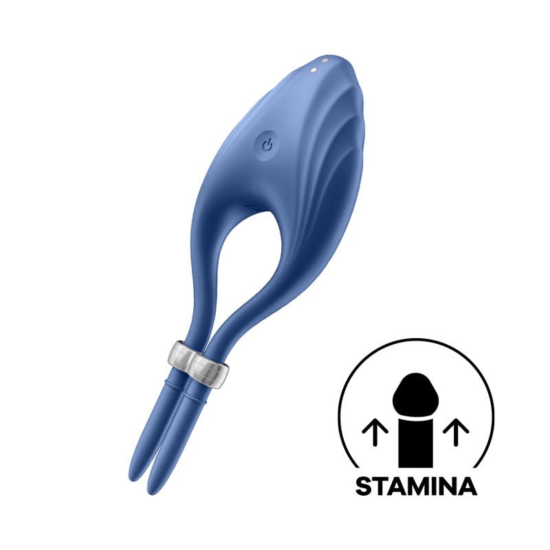 Satisfyer Duelist - Blue Vibrating Adjustable Lasso Cock Ring - silkandsin