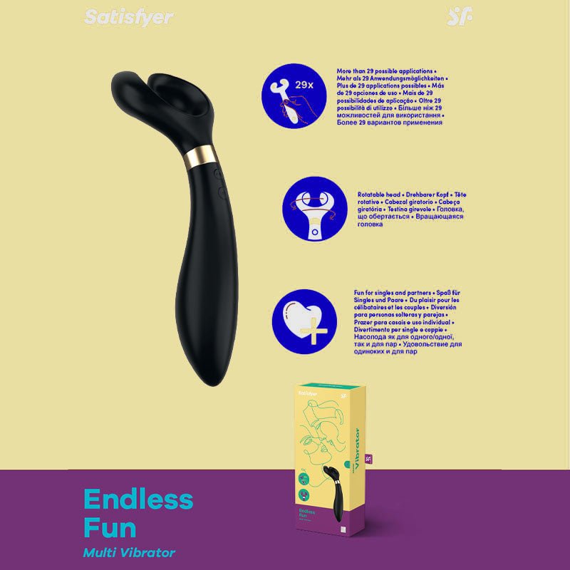 Satisfyer Endless Fun - Black 23.5 cm USB Rechargeable Stimulator - silkandsin
