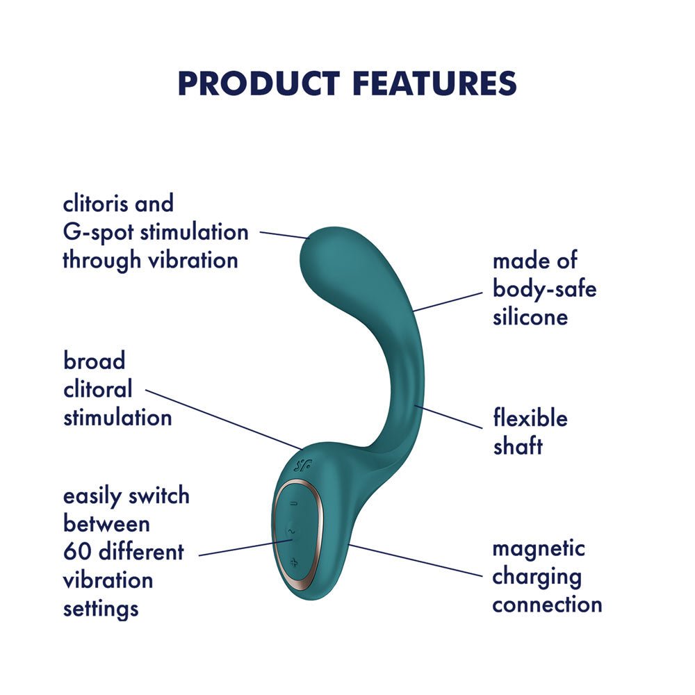 Satisfyer G For Goddess 2 - Bottle Green - Bottle Green 18.8 cm USB Rechargeable Vibrator with Clit Stim - Silk and Sin