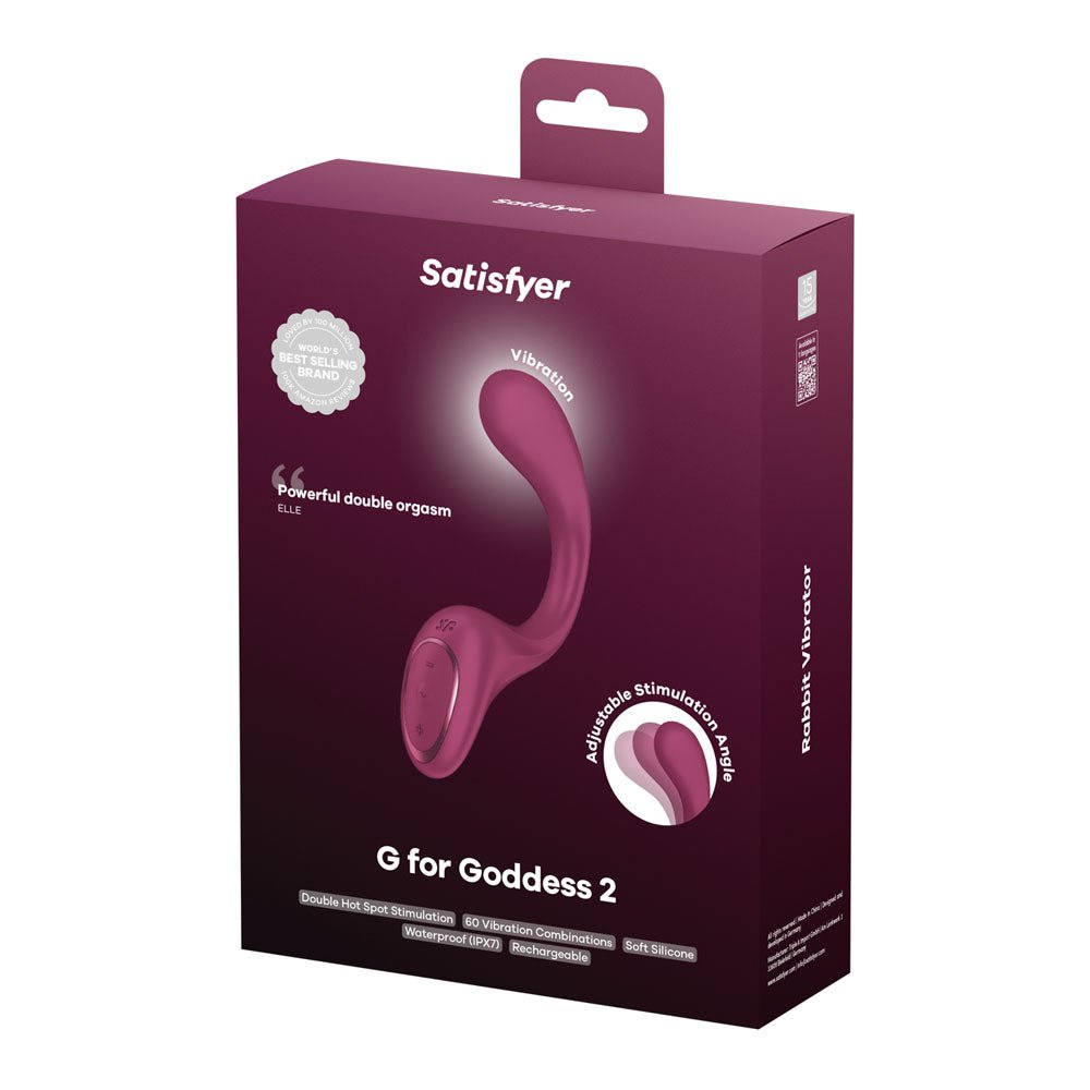 Satisfyer G For Goddess 2 - Wine Red - Wine Red 18.8 cm USB Rechargeable Vibrator with Clit Stim - Silk and Sin