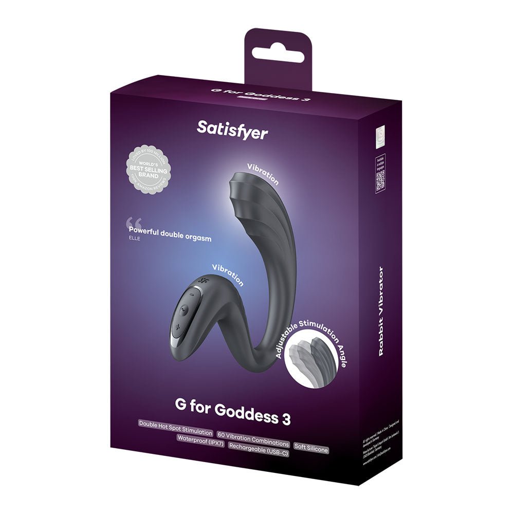 Satisfyer G For Goddess 3 - Grey - Grey 16 cm USB-C Rechargeable Vibrator with Clit Stim - Silk and Sin