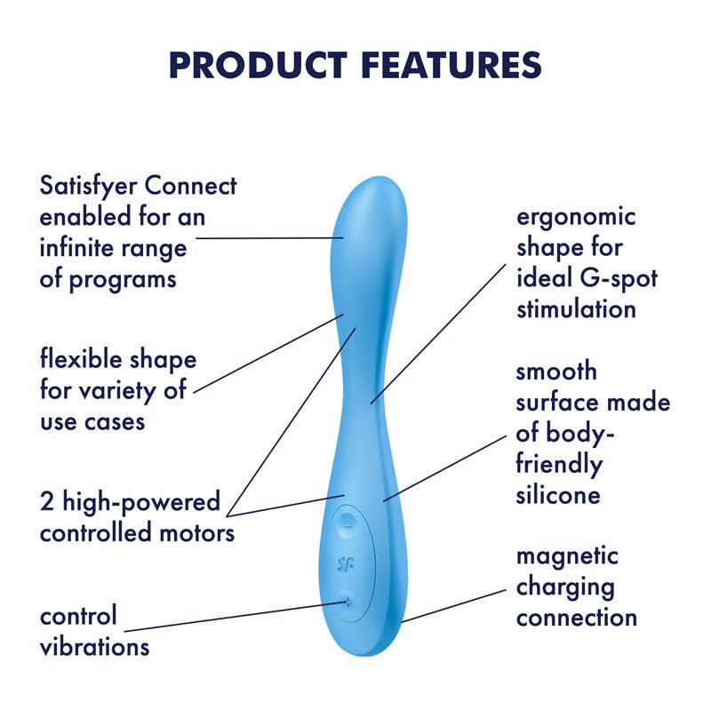 Satisfyer G-Spot Flex 4 - Blue USB Rechargeable Vibrator with App Control - Silk and Sin