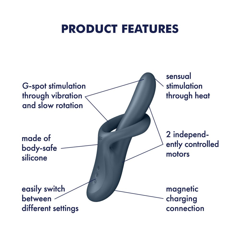 Satisfyer Heat Flex 4 - Grey - Grey USB Rechargeable Heating Vibrator - Silk and Sin