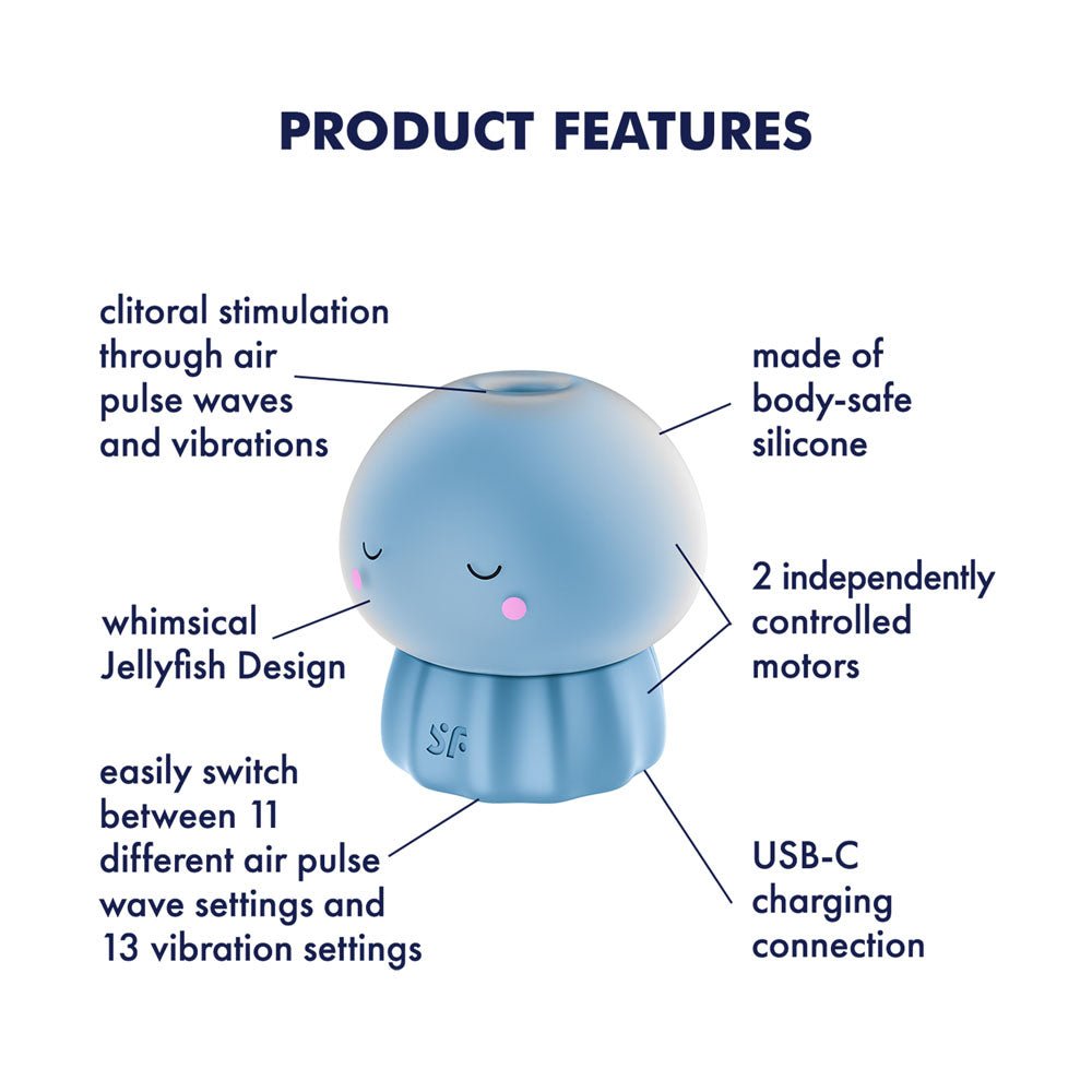 Satisfyer Jelly - cious - Blue USB Rechargeable Air Pulse Stimulator - silkandsin