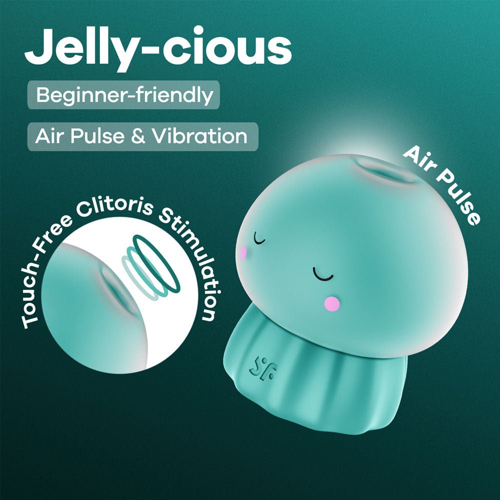Satisfyer Jelly - cious - Green - Green USB Rechargeable Air Pulse Stimulator - silkandsin