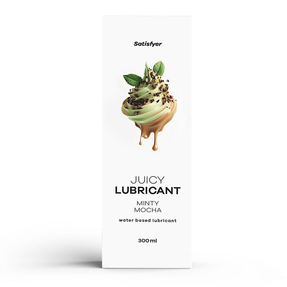 Satisfyer Juicy Lubricant 300 ml Minty Mocha - Mint & Coffee Scented Water Based Lubricant - 300 ml Bottle - Silk and Sin
