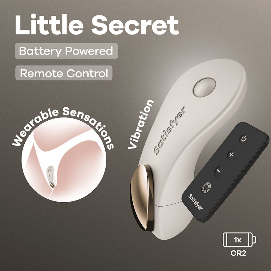 Satisfyer Little Secret - Battery Series - Beige Panty Vibrator with Remote - Silk and Sin