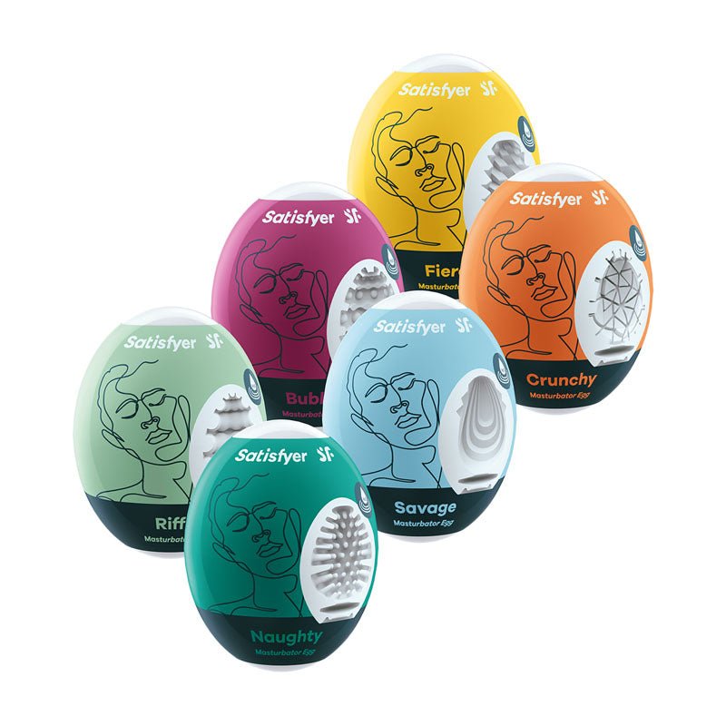 Satisfyer Masturbator Eggs - Mixed 6 Pack - Set of 6 Stroker Sleeves - silkandsin