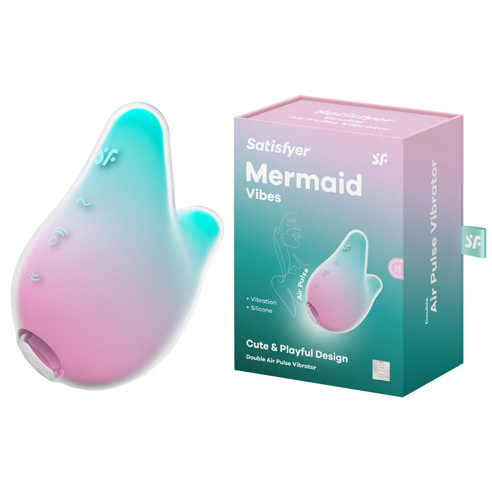Satisfyer Mermaid Vibes - Mint/Pink - Mint/Pink USB Rechargeable Air Pulse Stimulator - Silk and Sin