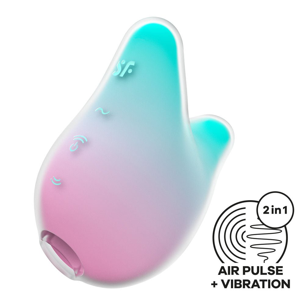 Satisfyer Mermaid Vibes - Mint/Pink - Mint/Pink USB Rechargeable Air Pulse Stimulator - Silk and Sin