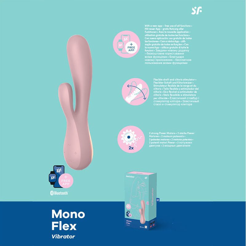 Satisfyer Mono Flex - Mauve App Controlled USB Rechargeable Rabbit Vibrator - silkandsin