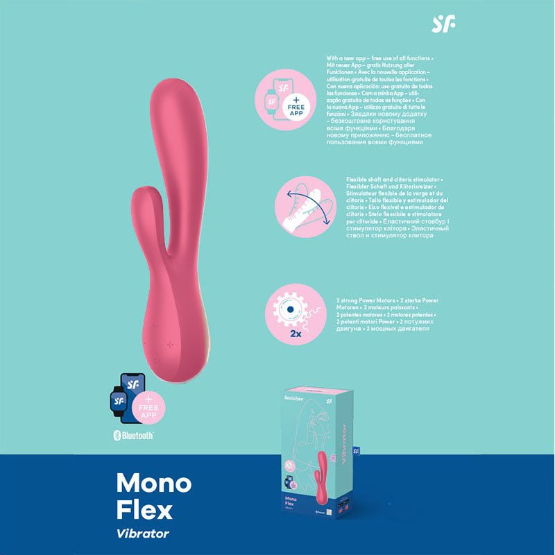 Satisfyer Mono Flex - Red App Controlled USB Rechargeable Rabbit Vibrator - silkandsin