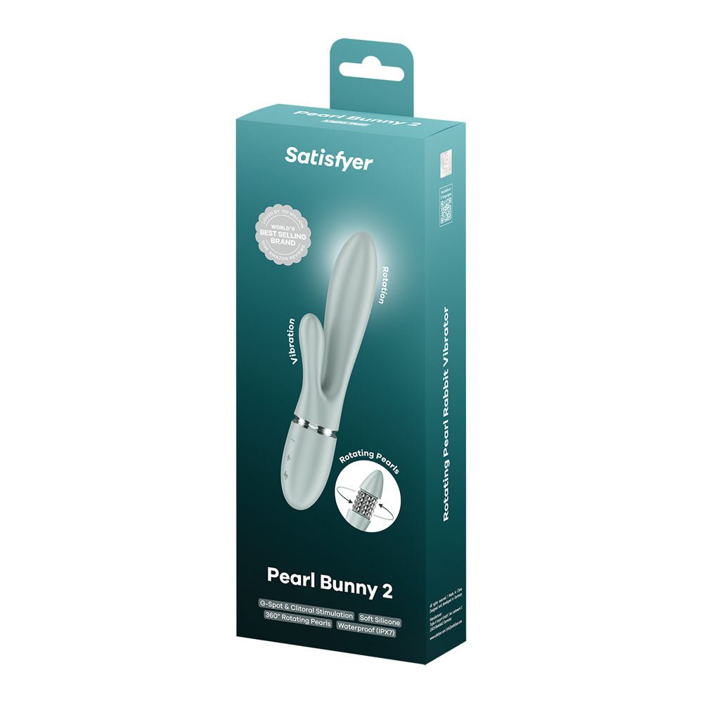 Satisfyer Pearl Bunny 2 - Green - Green 21.5 cm USB-C Rechargeable Rabbit Vibrator - Silk and Sin