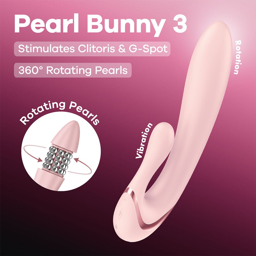 Satisfyer Pearl Bunny 3 - Pink 20.7 cm USB-C Rechargeable Rabbit Vibrator - Silk and Sin