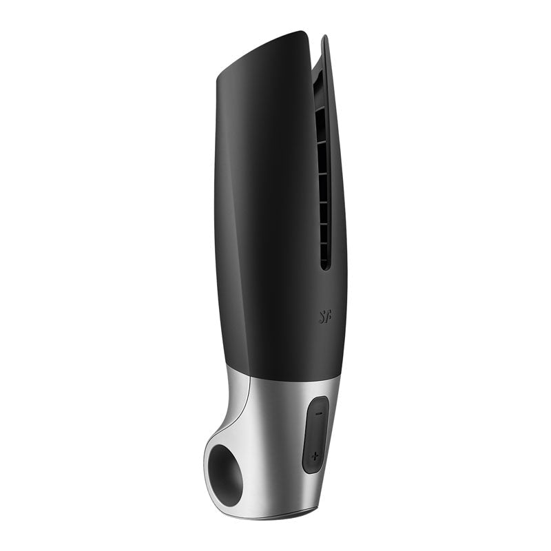 Satisfyer Power Masturbator - Black USB Rechargeable Vibrating Masturbator with App Control - Silk and Sin