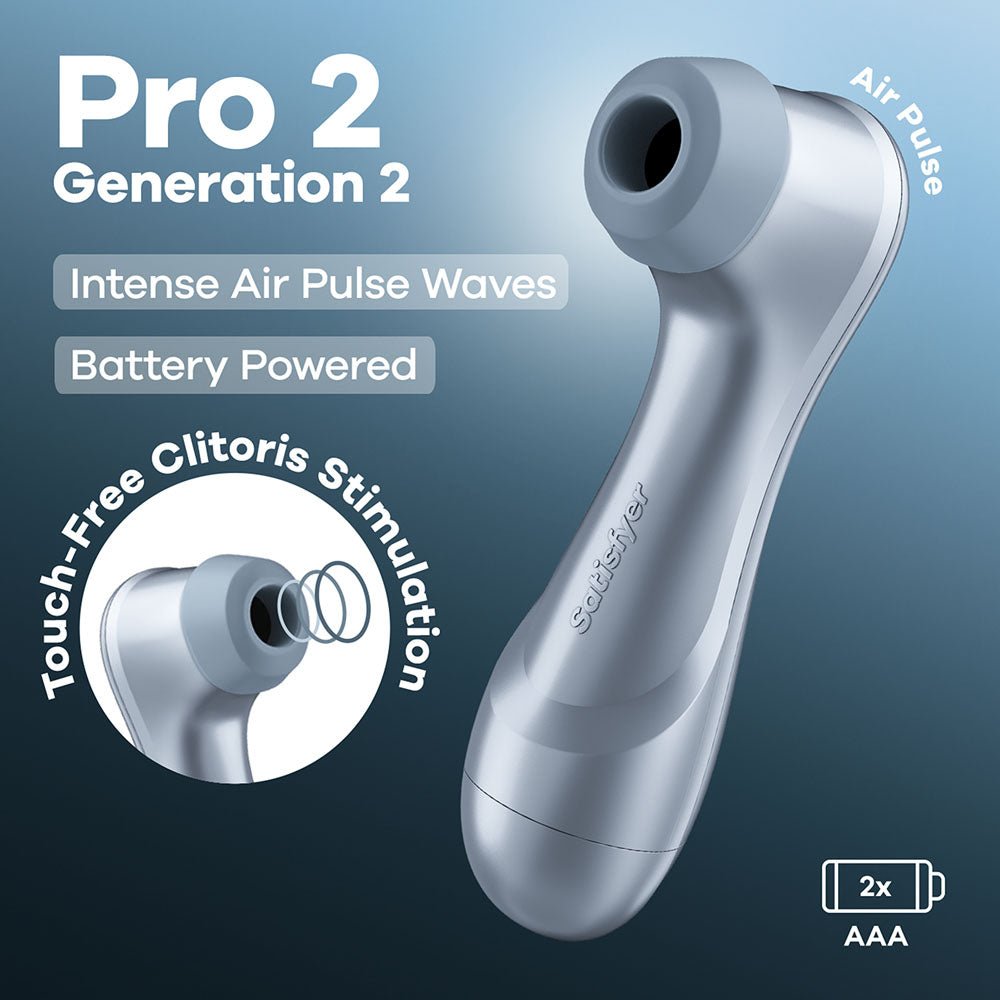 Satisfyer Pro 2 - Blue - Battery Series - Blue Touch - Free Clitoral Stimulator - silkandsin