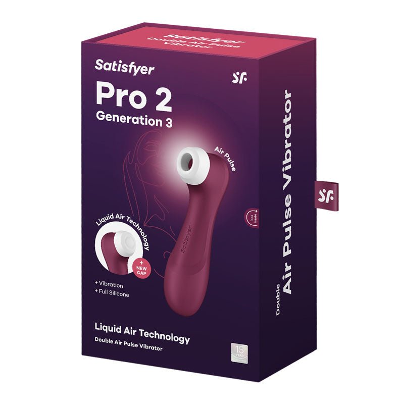 Satisfyer Pro 2 Generation 3 - Wine Red - Wine Red Touch-Free USB-Rechargeable Clitoral Stimulator - Silk and Sin
