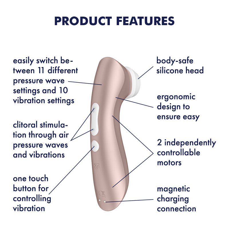 Satisfyer Pro 2+ Rose Gold - Rose Gold Touch - Free USB - C Rechargeable Clitoral Stimulator with Vibration - silkandsin