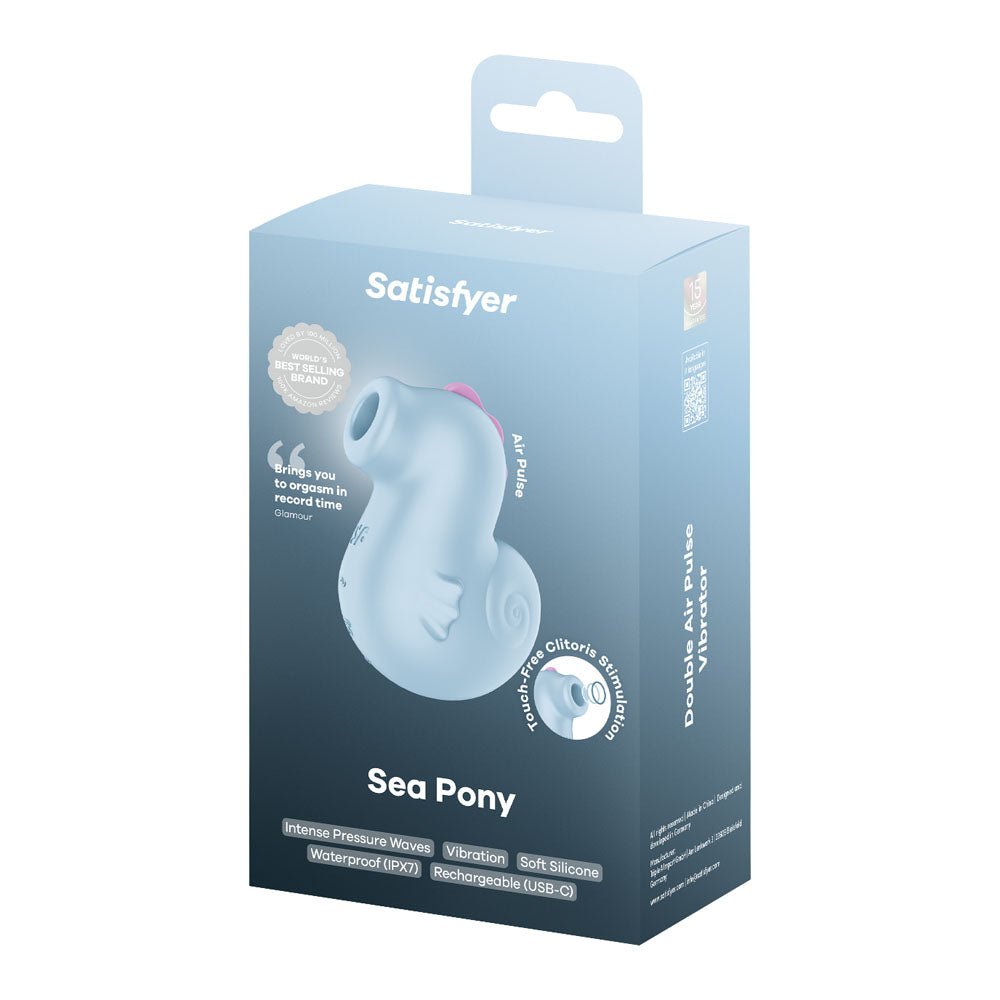 Satisfyer Sea Pony - Baby Blue USB-C Rechargeable Air Pulse Stimulator - Silk and Sin