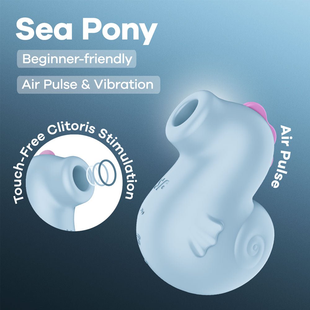 Satisfyer Sea Pony - Baby Blue USB-C Rechargeable Air Pulse Stimulator - Silk and Sin
