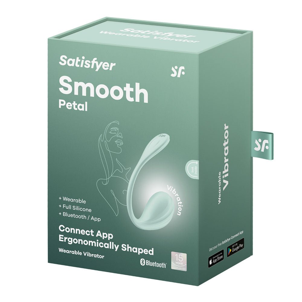 Satisfyer Smooth Petal - Mint - Mint USB Rechargeable Wearable Stimulator with App Control - Silk and Sin