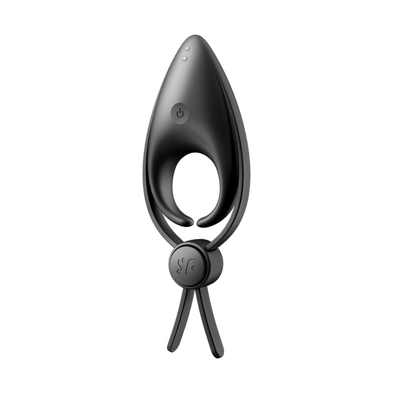 Satisfyer Sniper - Black - Black Vibrating Adjustable Lasso Cock Ring - silkandsin