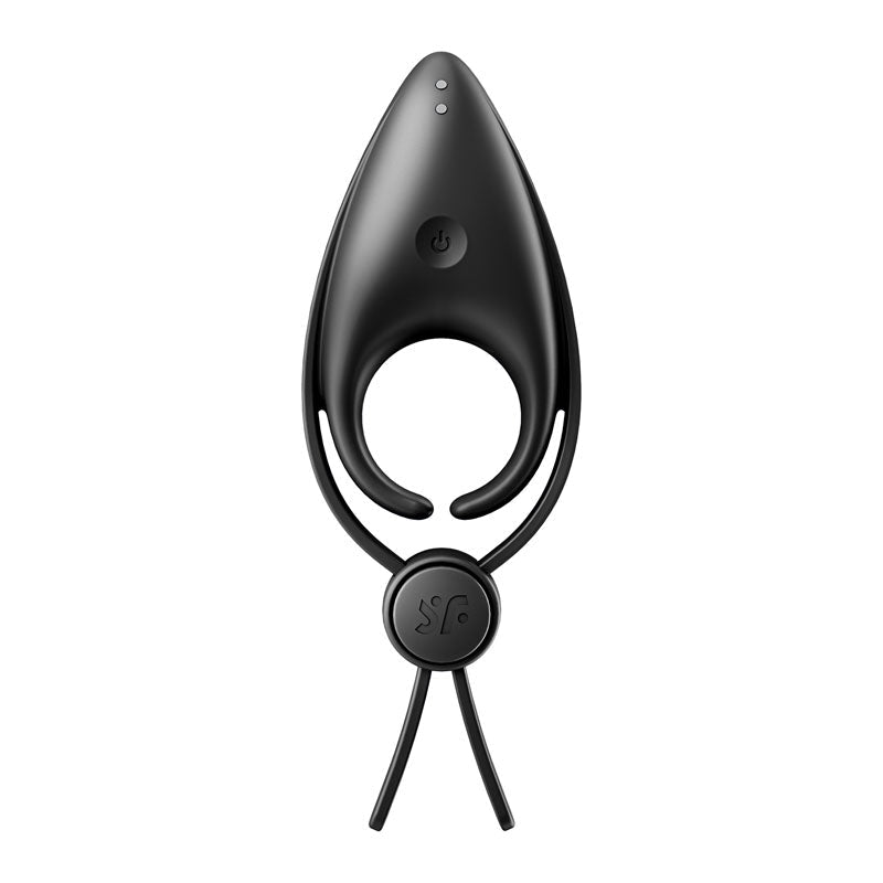 Satisfyer Sniper - Black - Black Vibrating Adjustable Lasso Cock Ring - silkandsin