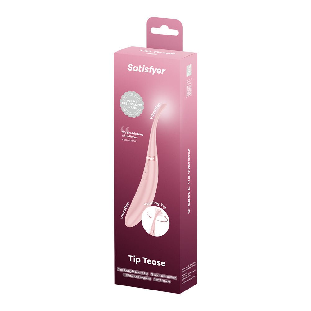 Satisfyer Tip Tease - Rose - Rose USB Rechargeable Vibrator with Twirling Tip - Silk and Sin