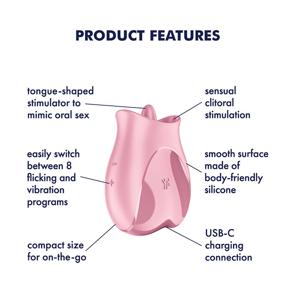 Satisfyer Tongue Lover - Pink USB Rechargeable Flicking Stimulator - silkandsin
