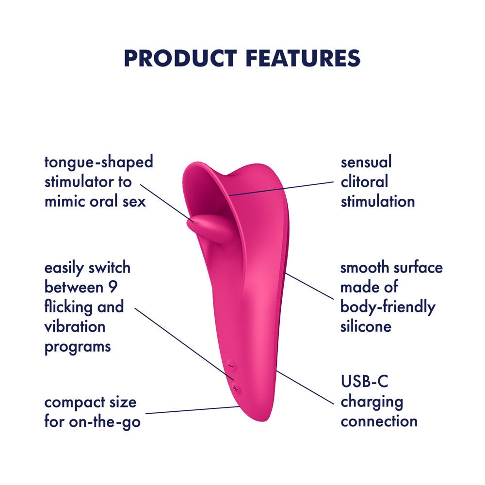 Satisfyer Tongue Master - Pink 14.4 cm USB Rechargeable Flicking Clitoral Stimulator - silkandsin