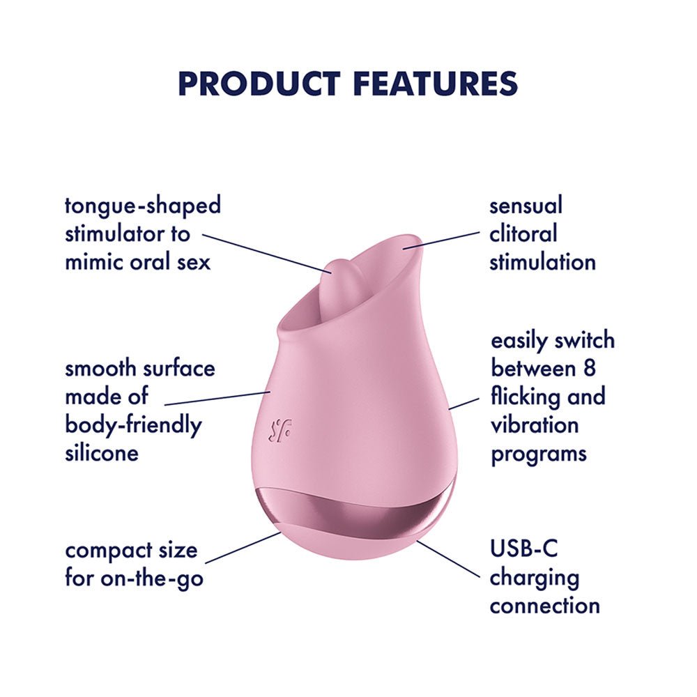 Satisfyer Tongue Player - Pink USB Rechargeable Flicking Stimulator - silkandsin
