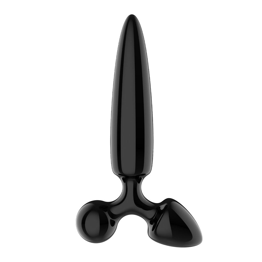 Satisfyer Triple Crystal 1 - Black - Black Glass 3-in-1 Butt Plug - Silk and Sin