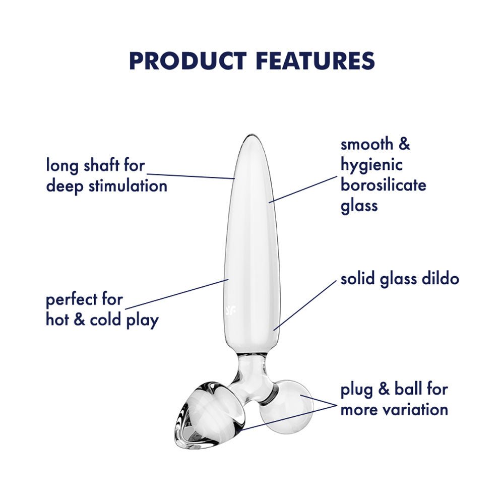 Satisfyer Triple Crystal 1 - Clear - Clear Glass 3-in-1 Butt Plug - Silk and Sin