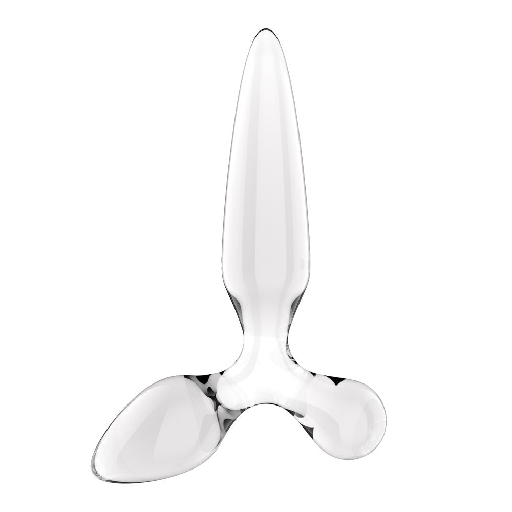 Satisfyer Triple Crystal 2 - Clear - Clear Glass 3-in-1 Butt Plug - Silk and Sin