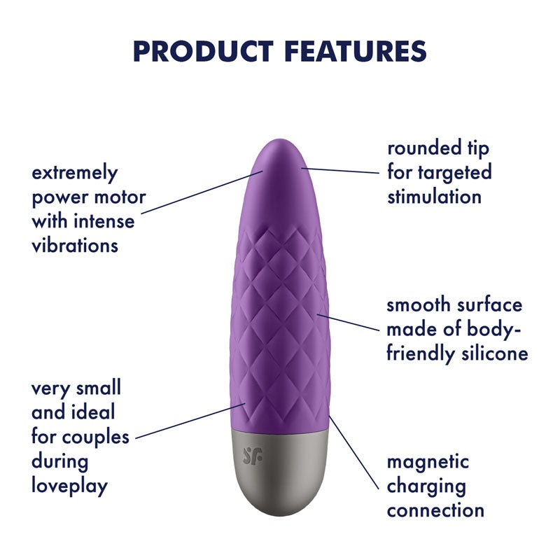 Satisfyer Ultra Power Bullet 5 - Purple USB Rechargeable Bullet - silkandsin