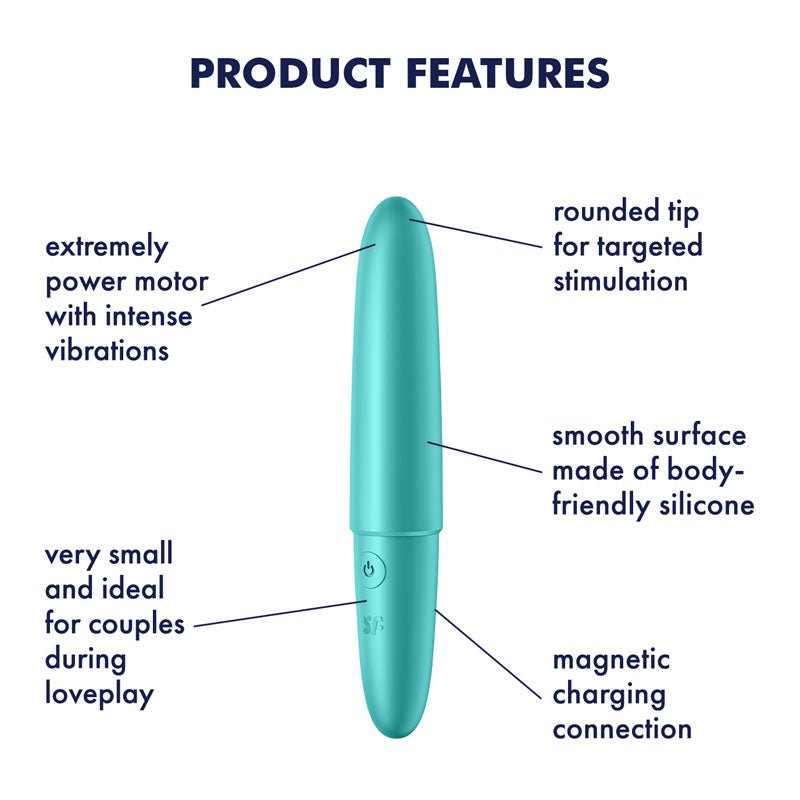 Satisfyer Ultra Power Bullet 6 - Turquoise USB Rechargeable Bullet - silkandsin