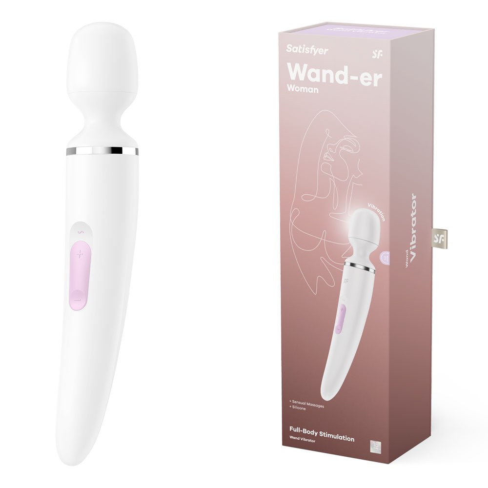 Satisfyer Wand - er Woman - White USB Rechargeable Massager Wand - silkandsin