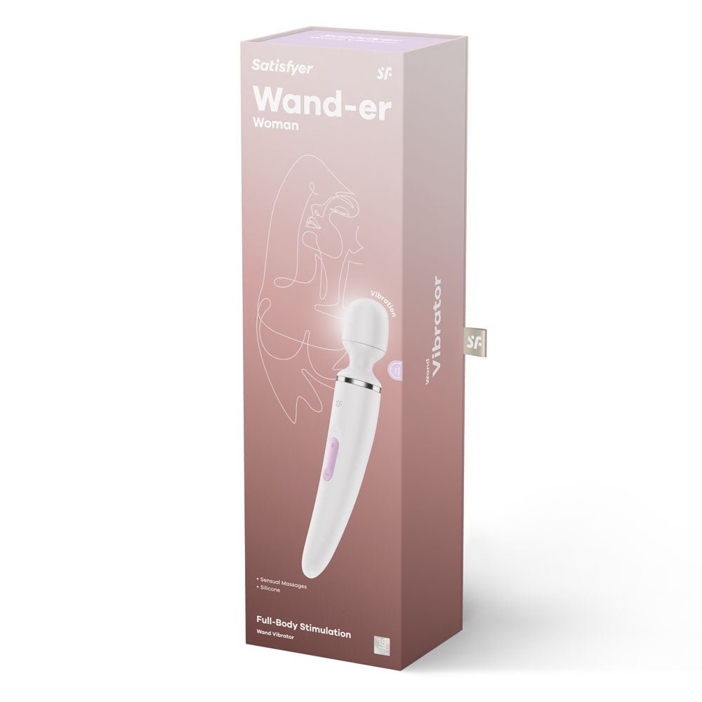 Satisfyer Wand - er Woman - White USB Rechargeable Massager Wand - silkandsin