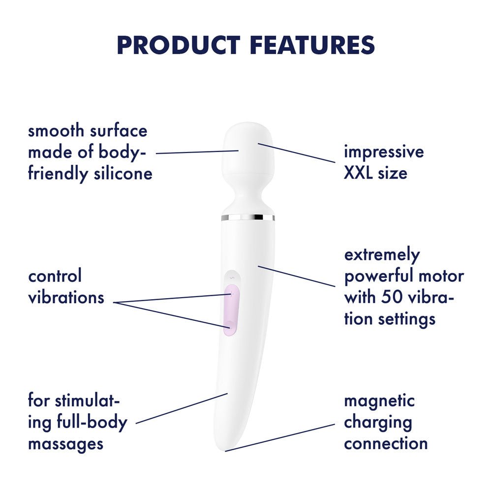 Satisfyer Wand - er Woman - White USB Rechargeable Massager Wand - silkandsin