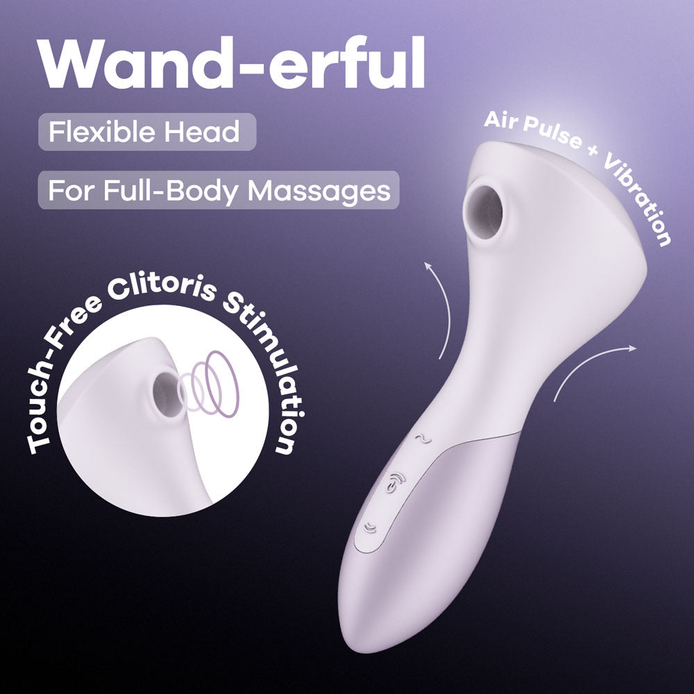 Satisfyer Wand-erful - Violet 15.8 cm USB Rechargeable Air Pulse Massage Wand - Silk and Sin