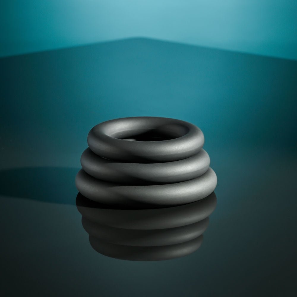 Selopa 3 RING CIRCUS - Black Cock Rings - Set of 3 Sizes - silkandsin