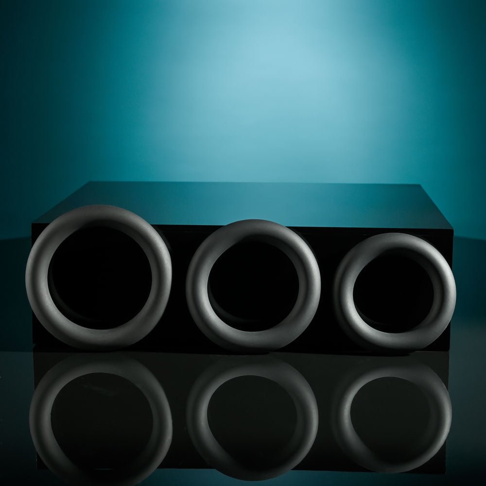 Selopa 3 RING CIRCUS - Black Cock Rings - Set of 3 Sizes - silkandsin
