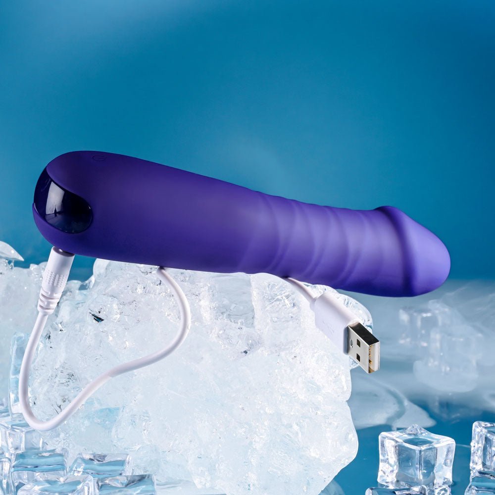 Selopa AMBITION - Purple 17 cm USB Rechargeable Thrusting Vibrator - silkandsin