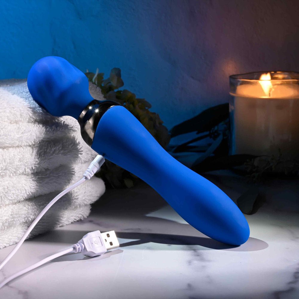 Selopa BLUE BELLE - Blue USB Rechargeable 20 cm Massage Wand - silkandsin
